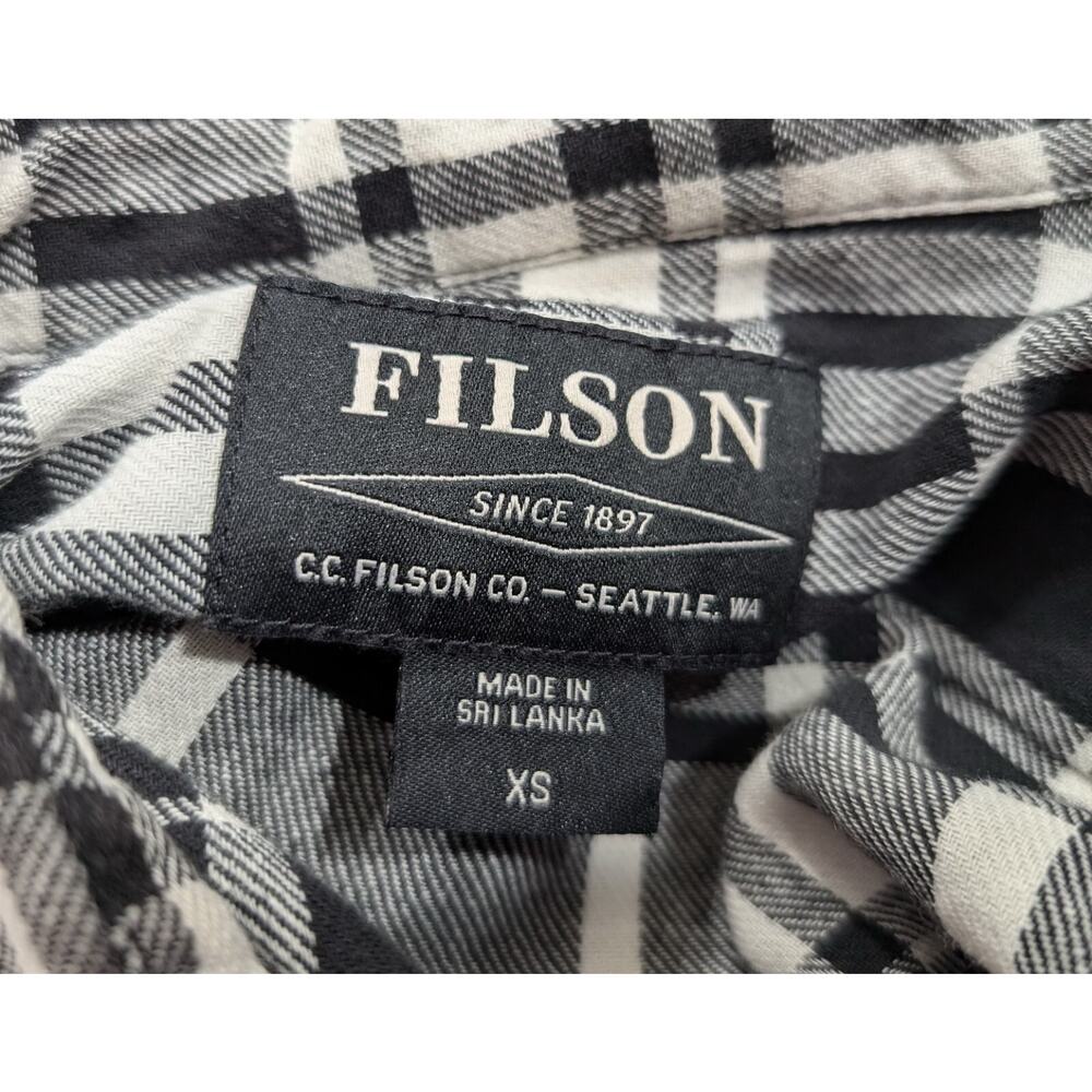 Filson Shirt Black Cream Plaid Cotton Scout Men's Size XS - Picture 4 of 7
